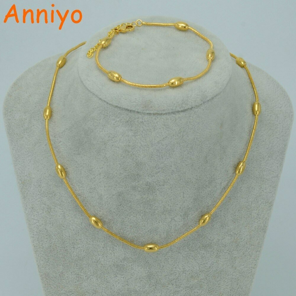 Bracelet-Sets Chain-Set Jewelry Necklace Ethiopian Anniyo Gold-Color Copper-Africa Women