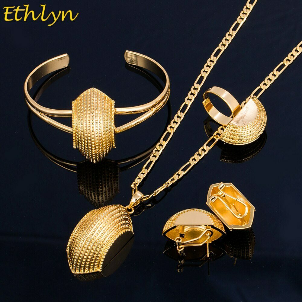 Jewelry-Sets Ethiopian Eritrean Bridge-Shape Ethlyn Wedding-Party Gold-Color Women Rope