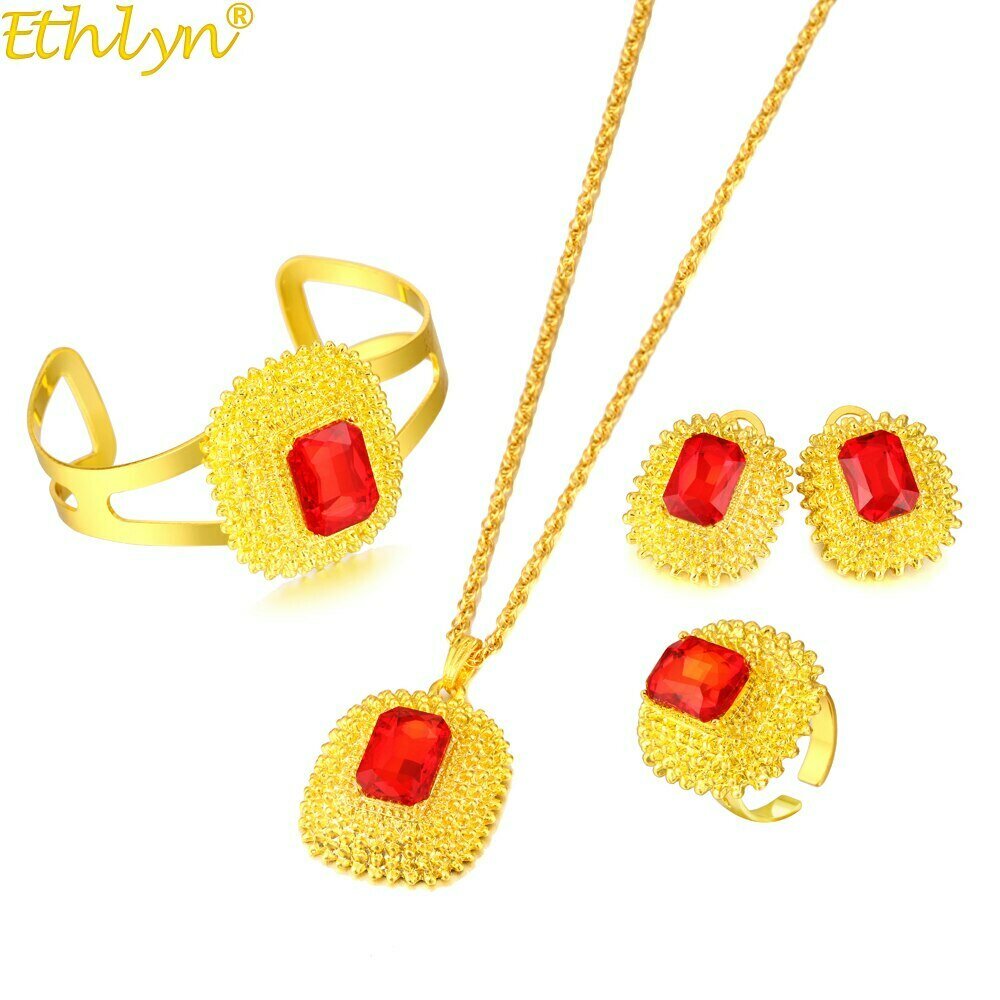 Jewelry-Sets Earrings Ethiopian Eritrea Bangle Necklaces Gift Wedding-Habesha Bride Ethlyn