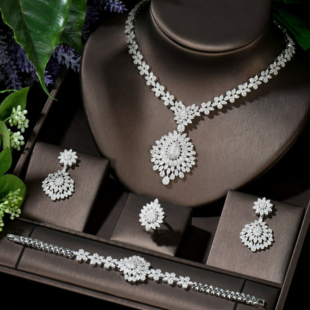 Costume-Accessories Bridal-Jewelry-Set Ethiopian HIBRIDE Cubic-Zirconia Wedding Elegant