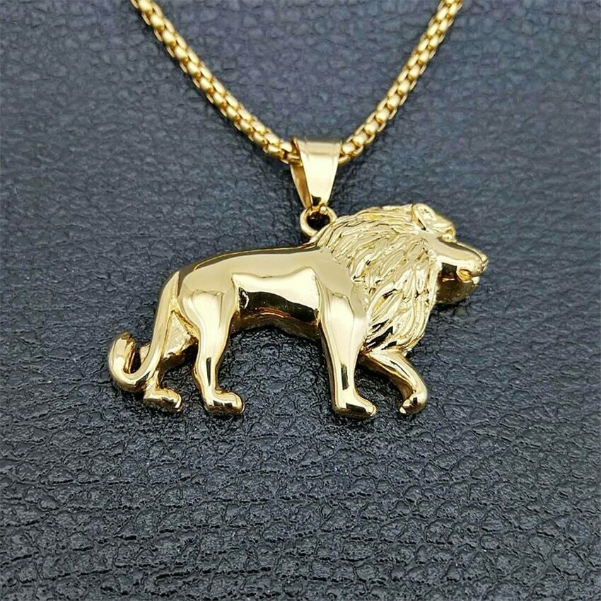 Lion Necklace Pendant Animal-Jewelry Lion-Ethiopian Stainless-Steel Best-Gift Africa