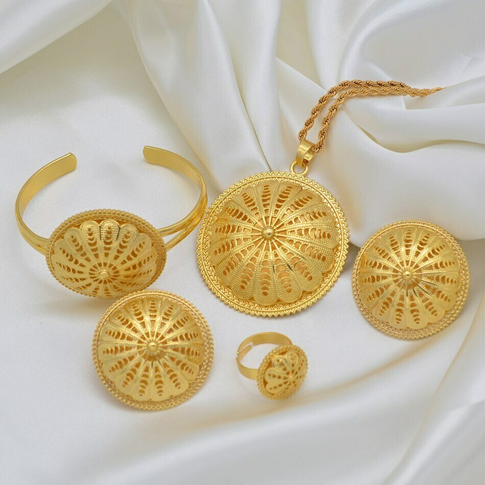 Ring-Bracelet Necklaces Earrings Wedding-Jewelry-Sets Eritrean Pendant Ethiopian Anniyo