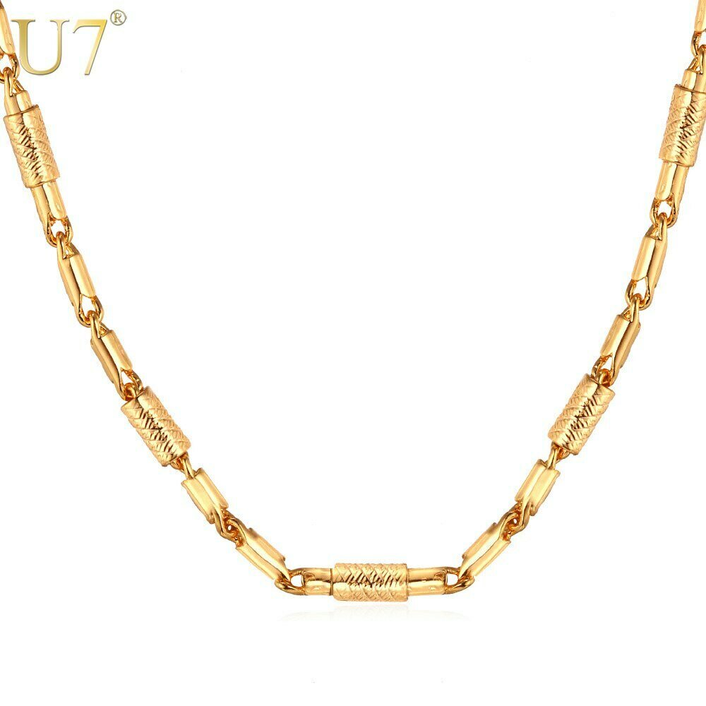 Chains Necklaces Ethiopian Jewelry Gold-Color Wholesale U7 N433 55cm Link