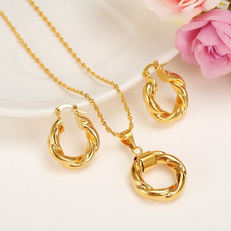 Necklace Earrings Jewelry-Set Habesha Ethiopia Wedding-Party-Gift Gold Afric Women&#39;s
