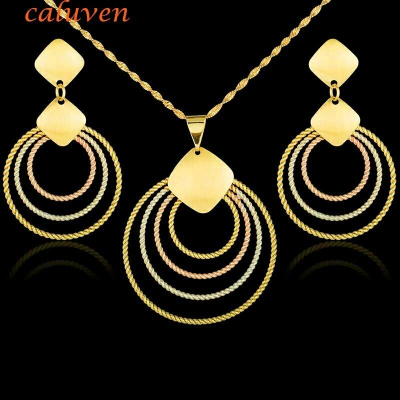Jewelry-Sets Ethiopian Dubai Yellow African Stone Gift Nigerian Gold-Color Women&#39;s Rose