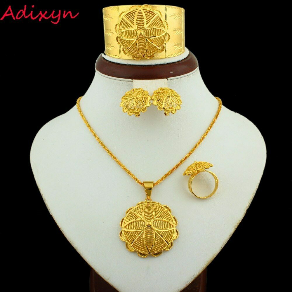 Jewelry-Sets Bangle/ring Bride Wedding Gold-Color Kenya/ethiopian Big 24K