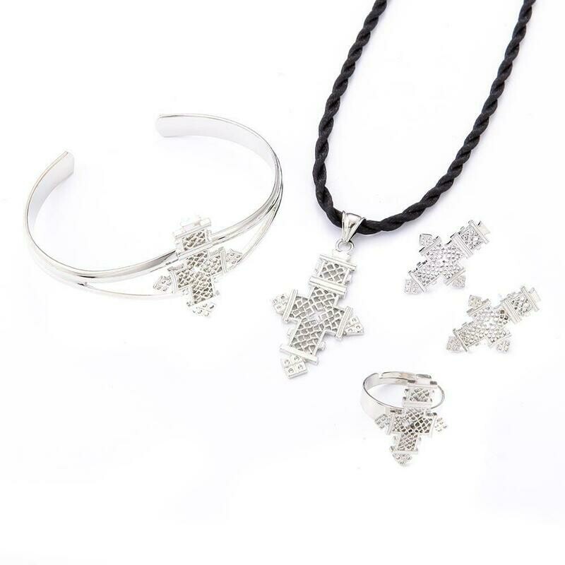 Cross-Jewelry Habesha Ethiopian Traditional Eritrea Silver-Color Women African Party