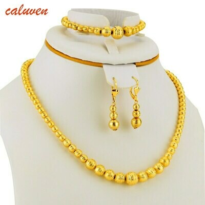 Bracelet-Set Jewelry-Ball Bead Necklace Earrings Gold-Color Hot-Selling Africa/arab/middle-east/Ethiopian