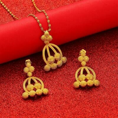 Jewelry-Set Necklaces-Earrings Ethiopian-Pendant African Dubai Gold-Color Women Middle-Eastern