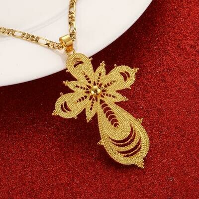 Necklaces Ethiopian Cross-Pendant Jewelry Women for Eritrea Africa Ethnic Bigger