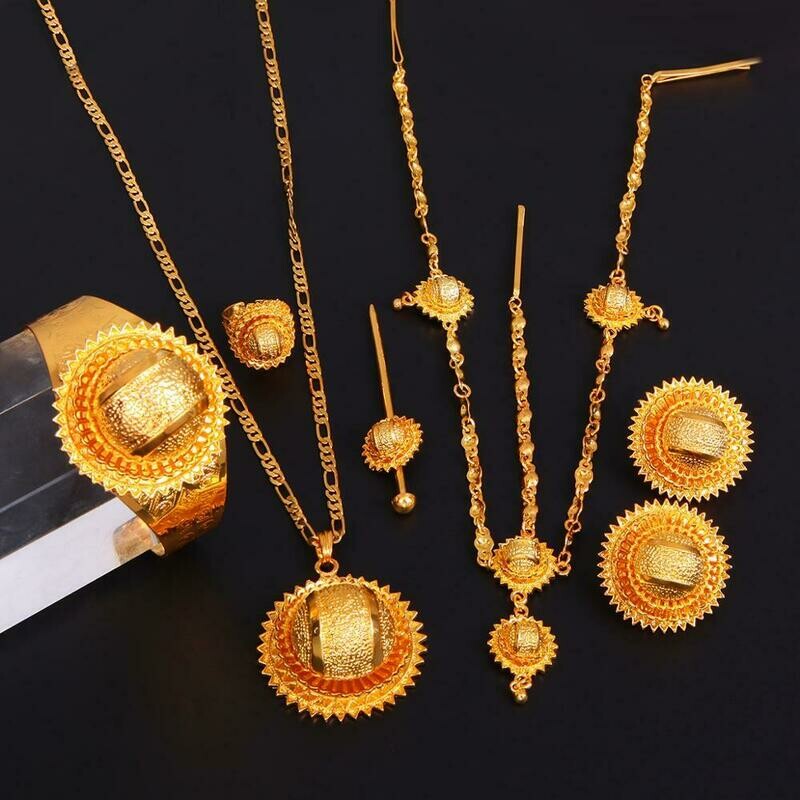 Jewelry-Sets Ethiopian Habesha-Style Wedding-Jewlry Bridal African Women Gold-Color Trendy