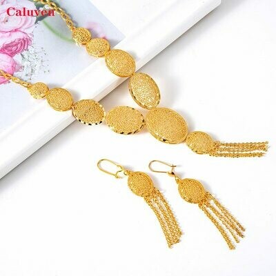 Arabic Jewelry Earrings-Sets Necklace Ethiopian Dubai Gold-Color African Women