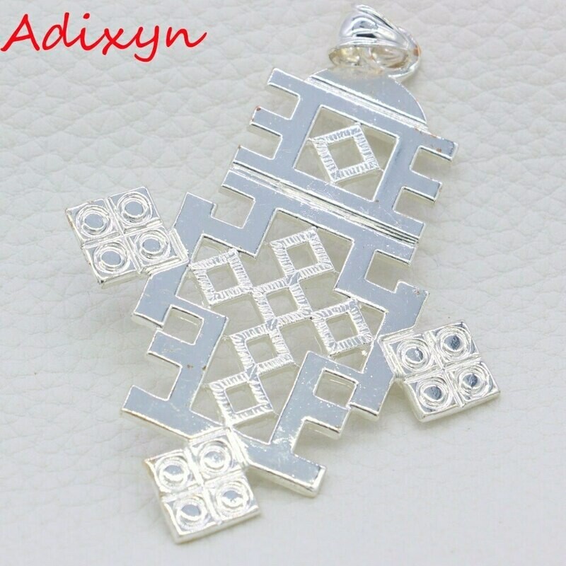 Pendant Ethiopian/african Cross-Necklace Adixyn Silver-Plated Women/men for Party Gifts