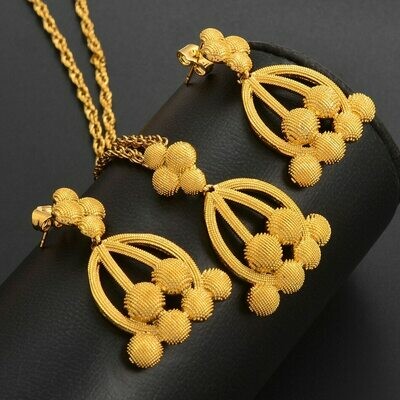 Jewelry-Sets Necklaces-Earrings Ethiopian-Pendant Wedding-Jewellery Arab Dubai Gold-Color