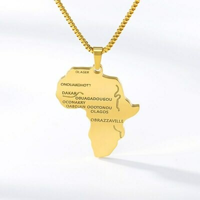 Hiphop Africa Map Pendant Necklace For Women Men Gold Color Ethiopian Jewelry Wholesale