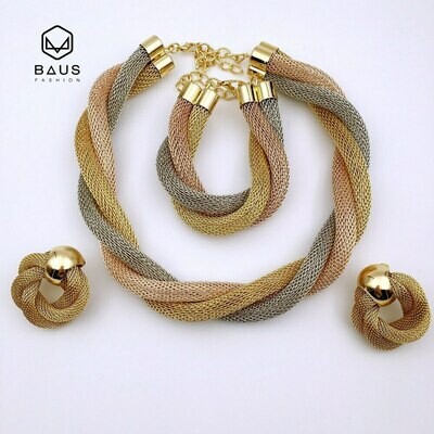 Necklace Jewelry-Set Ethiopian Dubai Nigerian African Beads Wedding Color Rose Two-Tone