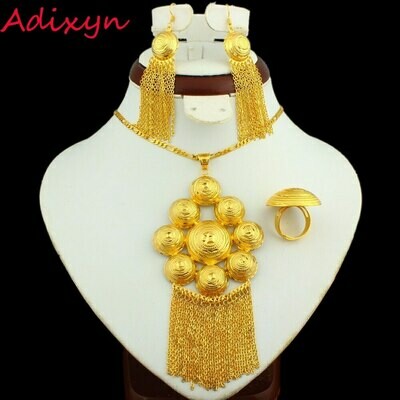 Bride Jewelry-Sets African/dubai Gifts Gold-Color Earring/ring/Pendant Middle-Easter/india