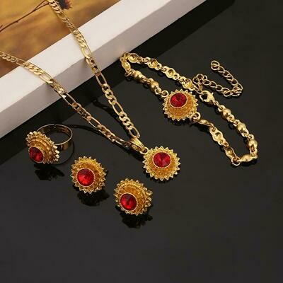 Women Jewelry Ethiopian Eritrean African Fashion Trendy-Stone Gold-Color