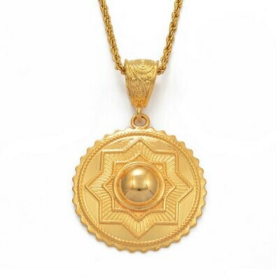 Ethiopian Round Pendant Necklaces Gold Color Eritrean Birthday Jewellery for Women Girls