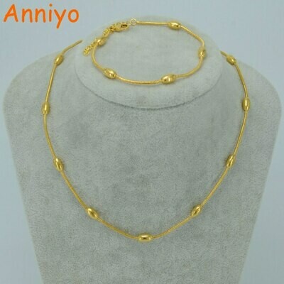 Bracelet-Sets Chain-Set Jewelry Necklace Ethiopian Anniyo Gold-Color Copper-Africa Women