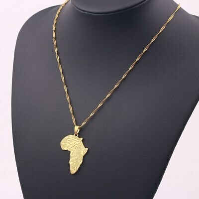 Pendant Tribal Jewelry Eye-Necklace Horus Ethiopian Gifts African-Map Kwanzaa Gold-Color