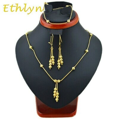 Bracelets-Sets Jewellery Ethiopian-Style Earring Beads Necklaces Ethlyn Gold-Color New-Fashion