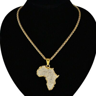 Africa Map Pendant Necklace for Women Men PersonalityGold Color Stainless Steel Ethiopian