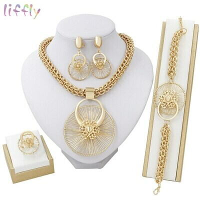 Jewelry-Sets Ethiopian-Costume Big Necklace Wedding-Dubai Gold African Bracelet Bridal