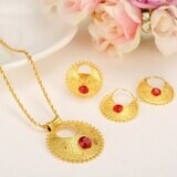 Jewelry-Sets Wedding-Eritrea-Set Ethiopian Pendant Gold-Plate Gift Rhinestone Bride Earrings/ring