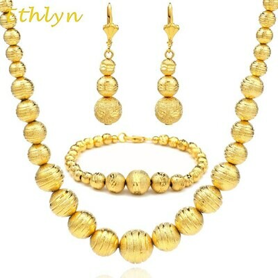 Gold-Color Ethiopian Necklace/bracelet-Sets Women Jewelry Ethlyn Wedding-S036 Fashion