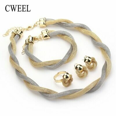 Jewelry-Set Necklace Choker Ethiopian Bridal-Dubai African Beads Wedding-Twist CWEEL