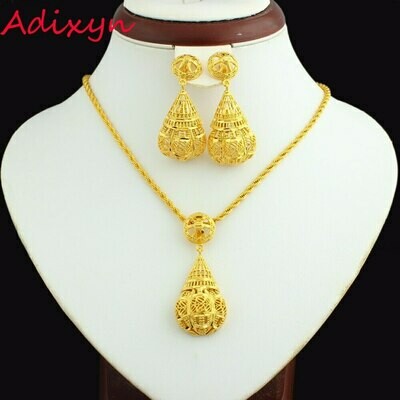 Jewelry-Set Ethiopian India/habesha Necklace/pendant 24k-Gold-Color Adixyn Conic Giifts