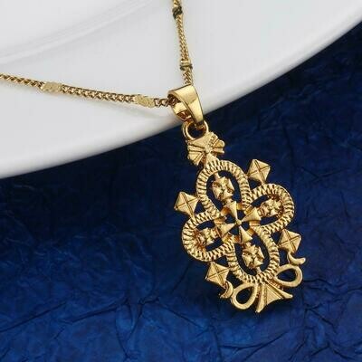 Gold Color Cross Pendant Necklaces Ethiopian Eritrea African Trendy Cross Jewelry