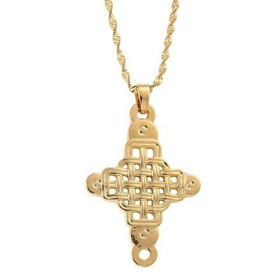 Jewelry Ethiopian Cross-Pendant Christian Coptic Necklace Gold-Color African-Abyssinian