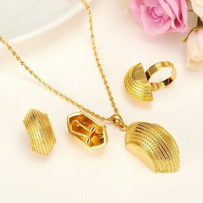 Jewelry-Sets Pendant Earrings Ring-Habesha Ethiopian Gift Bridal Gold Wedding-African