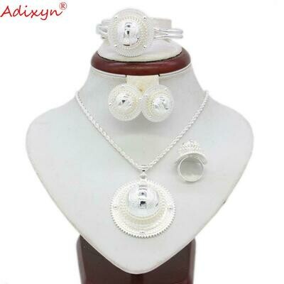 Jewelry-Sets Habesha Silver African Wedding-Gifts Earrings/Ring/bangle Adixyn N06155