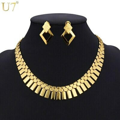 Necklace-Set Earrings Ethiopian Gift African-Costume Dubai Choker Gold-Color Fashion
