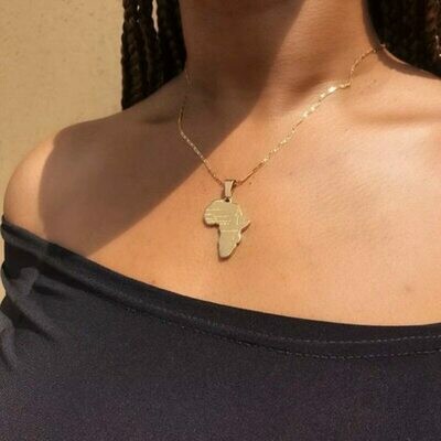 Anniyo Africa Map Pendant Necklace for Women Men Gold Color Ethiopian Jewelry Wholesale
