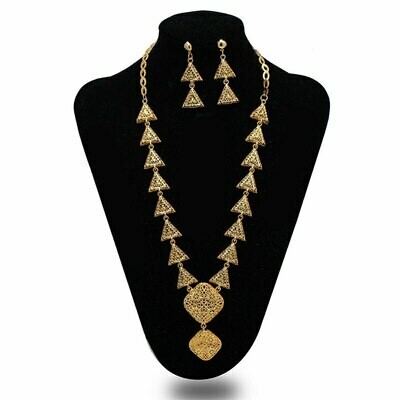 Wedding-Jewelry-Sets Necklaces-Earrings Ethiopian-Pendant Bride-Ornaments India Gold-Color