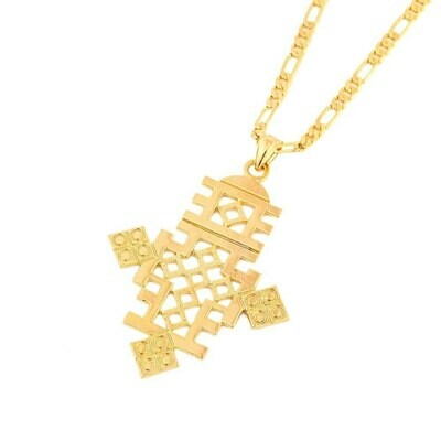 Jewelry Ethiopian Cross Pendant Coptic Necklace Gold-Color Men Women Big-Size African