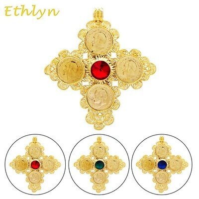 Ethiopian Cross-Pendant Ethlyn Christmas-Gift Fashion Jewelry Gold-Color Unisex for African