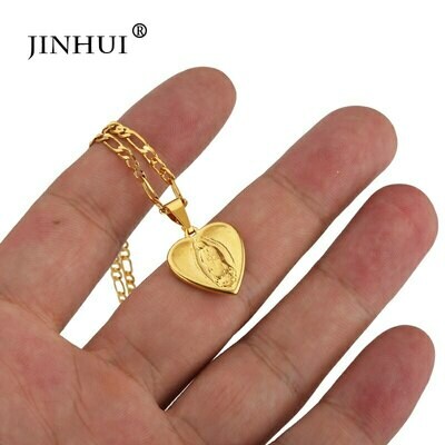 Necklace Ethiopian Ornament Chain Jewelry Pendant Heart-Shaped Gold-Color Women Fashion