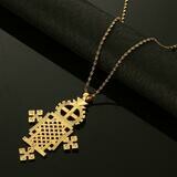 Ethiopian Gold Color Big Cross Pendant Necklaces for Women Men Trendy Eritrea Chain Jewelry