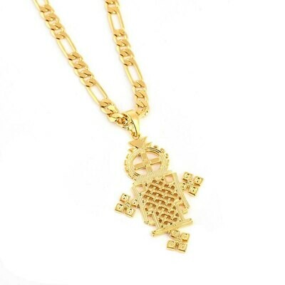 Ethiopian Gold Color Cross Pendant Necklace Eritrea African Christening Jewelry Gifts