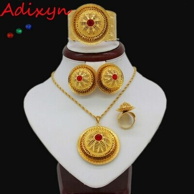 Jewelry-Set Ethiopian Ring/bangle Eritrea Wedding-Habesha Gold-Color Adixyn