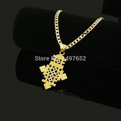 Necklace Cross-Pendant Ethiopia-Item Jewelry-Africa Christmas-Gift Gold-Color Men Women