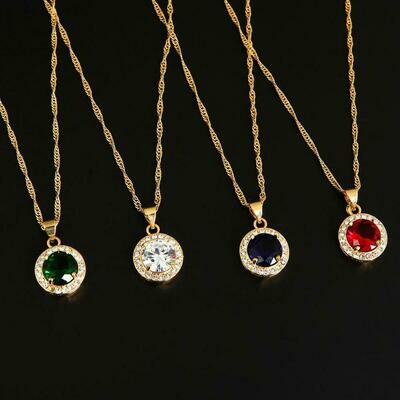 Pendant Necklace Ethiopian Trendy Jewelry Green Crystal Charms Zircon Gold-Color Fashion