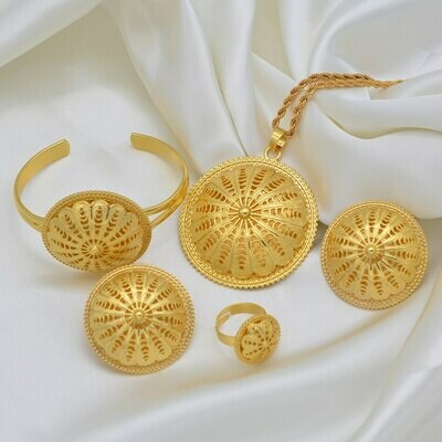 Ring-Bracelet Necklaces Earrings Wedding-Jewelry-Sets Eritrean Pendant Ethiopian Anniyo
