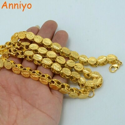 Africa Ethiopian Men Chain Arab Necklaces Women Dubai Anniyo-Length Gold-Color Thick