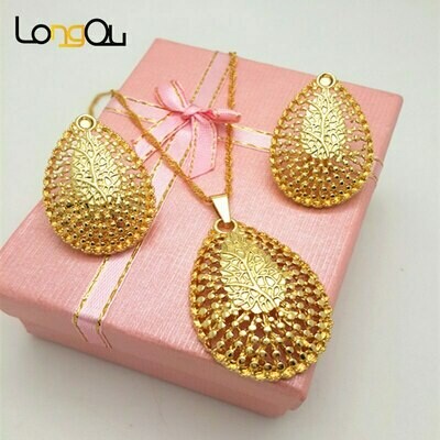 Jewelry-Sets Wedding-Necklaces Pendants/earrings-Set Wholesale Women Overgild